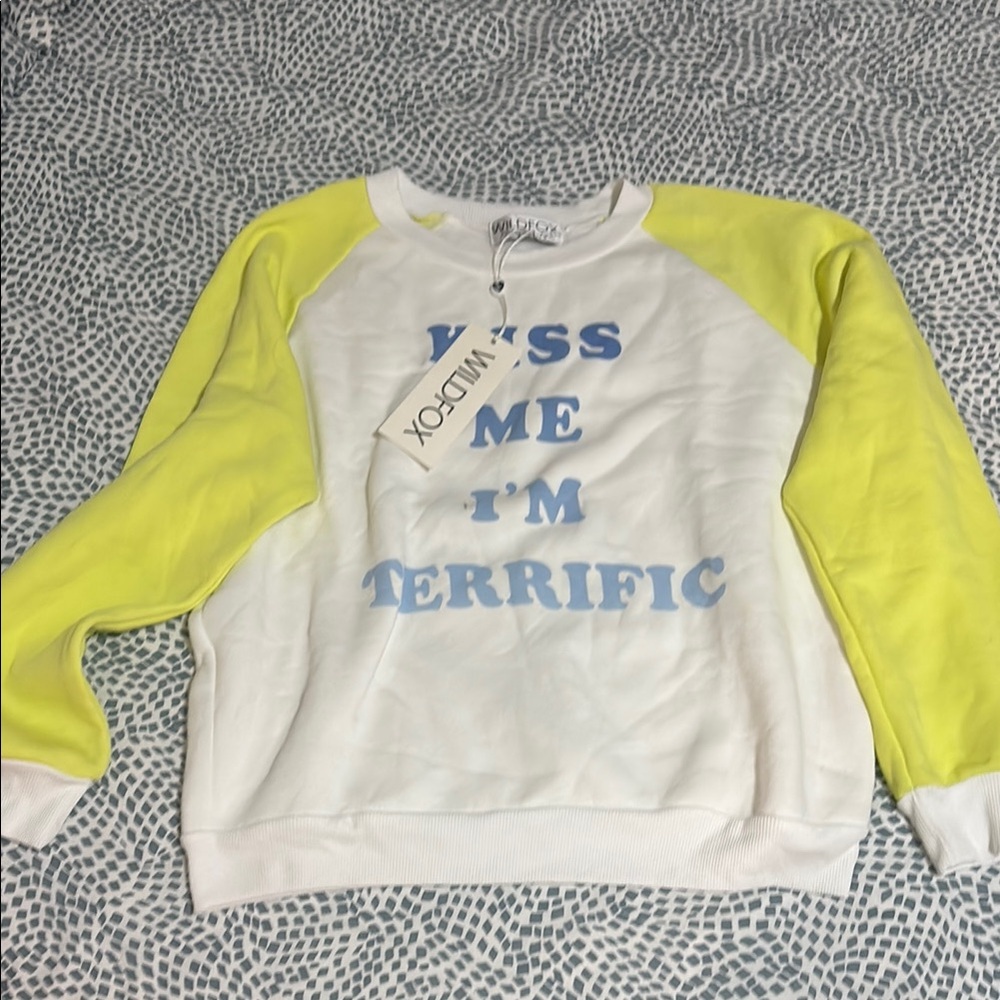 Wildfox White and Yellow Sweatshirt